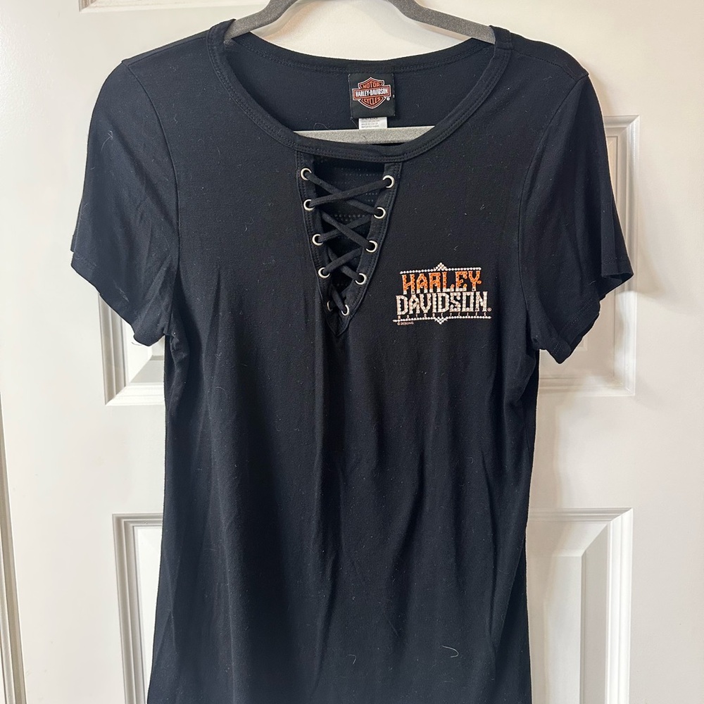 Harley-Davidson Women's Black Lace-Up Tee